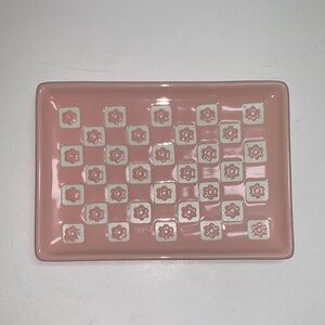 Pink Floral Rectangular Tray